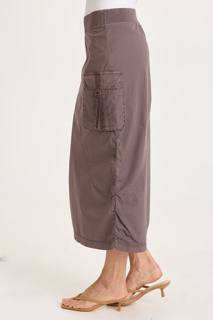 Bindi Poplin Side-Cinch Midi Skirt