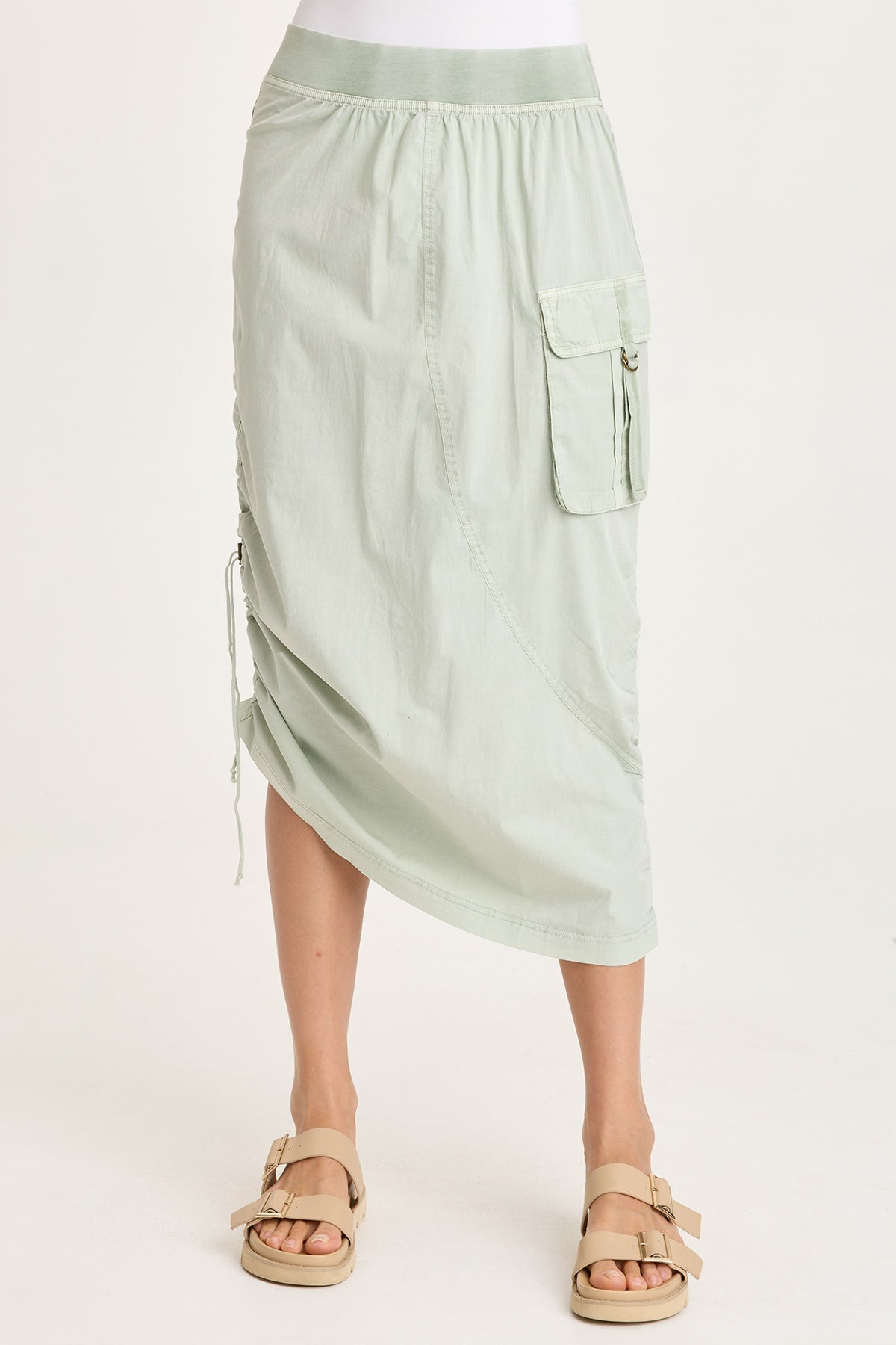 Bindi Poplin Side-Cinch Midi Skirt