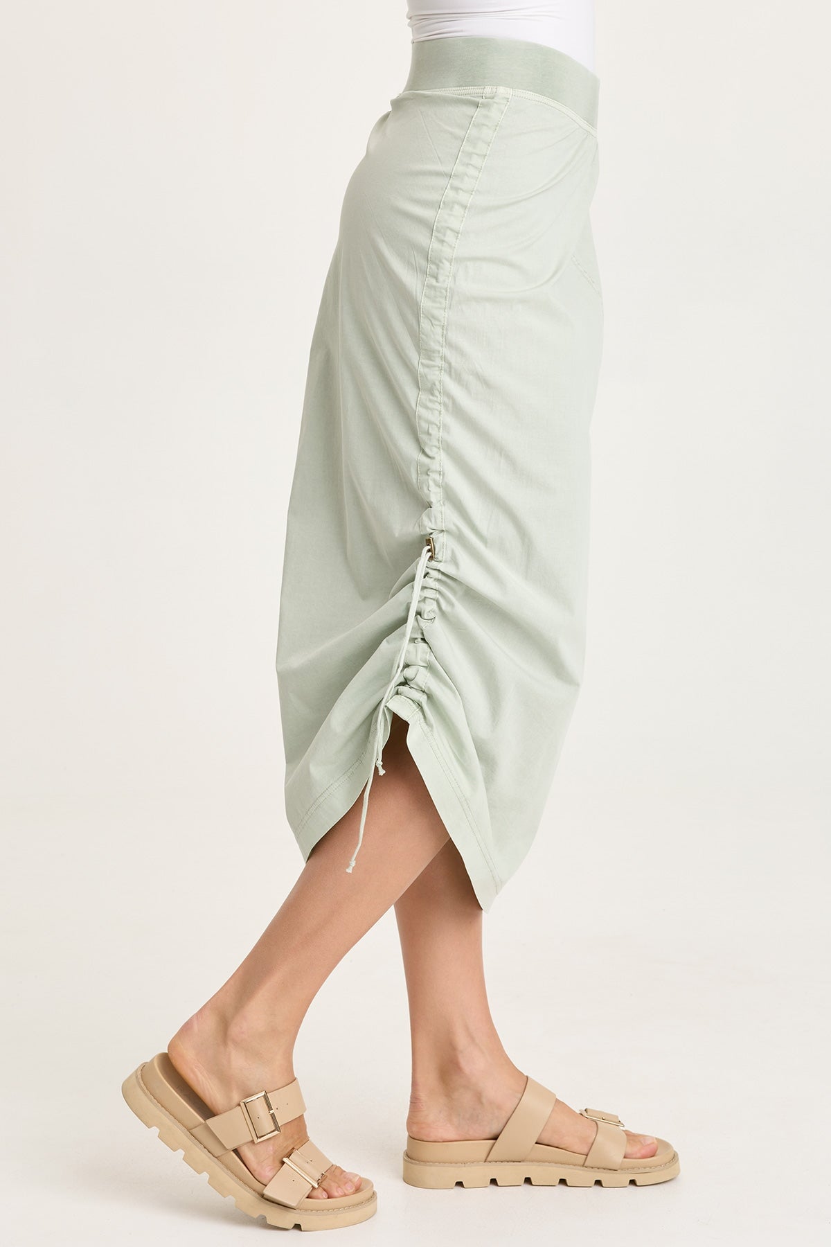 Bindi Poplin Side-Cinch Midi Skirt