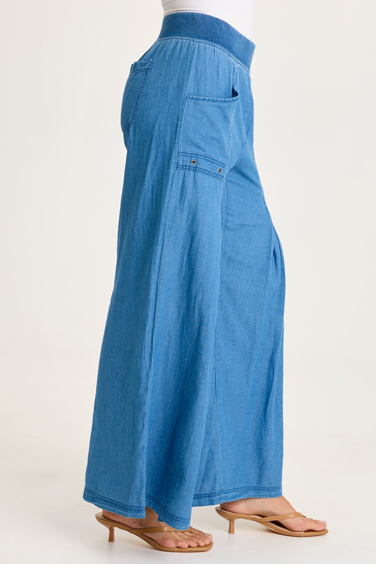 Jerona Indigo Pleated Wide Leg Pant