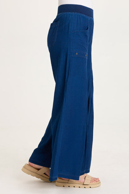Jerona Indigo Pleated Wide Leg Pant