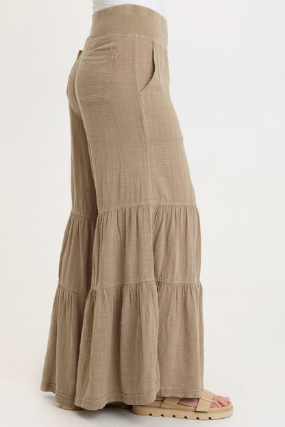 Lando Gauze Tiered-Bottom Pant