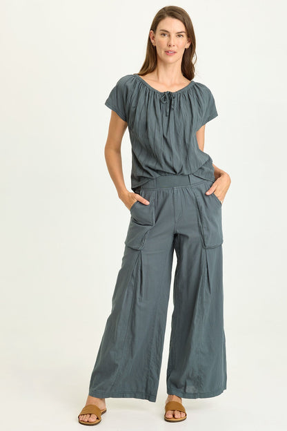 Charli Linen Inverted Box Pleat Pants