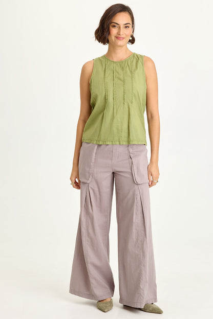 Charli Linen Inverted Box Pleat Pants