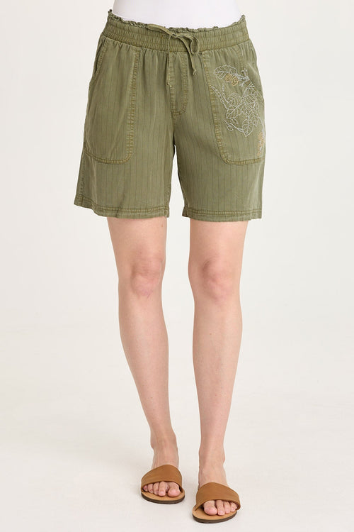 Lynn Embroidered Pinstripe Short