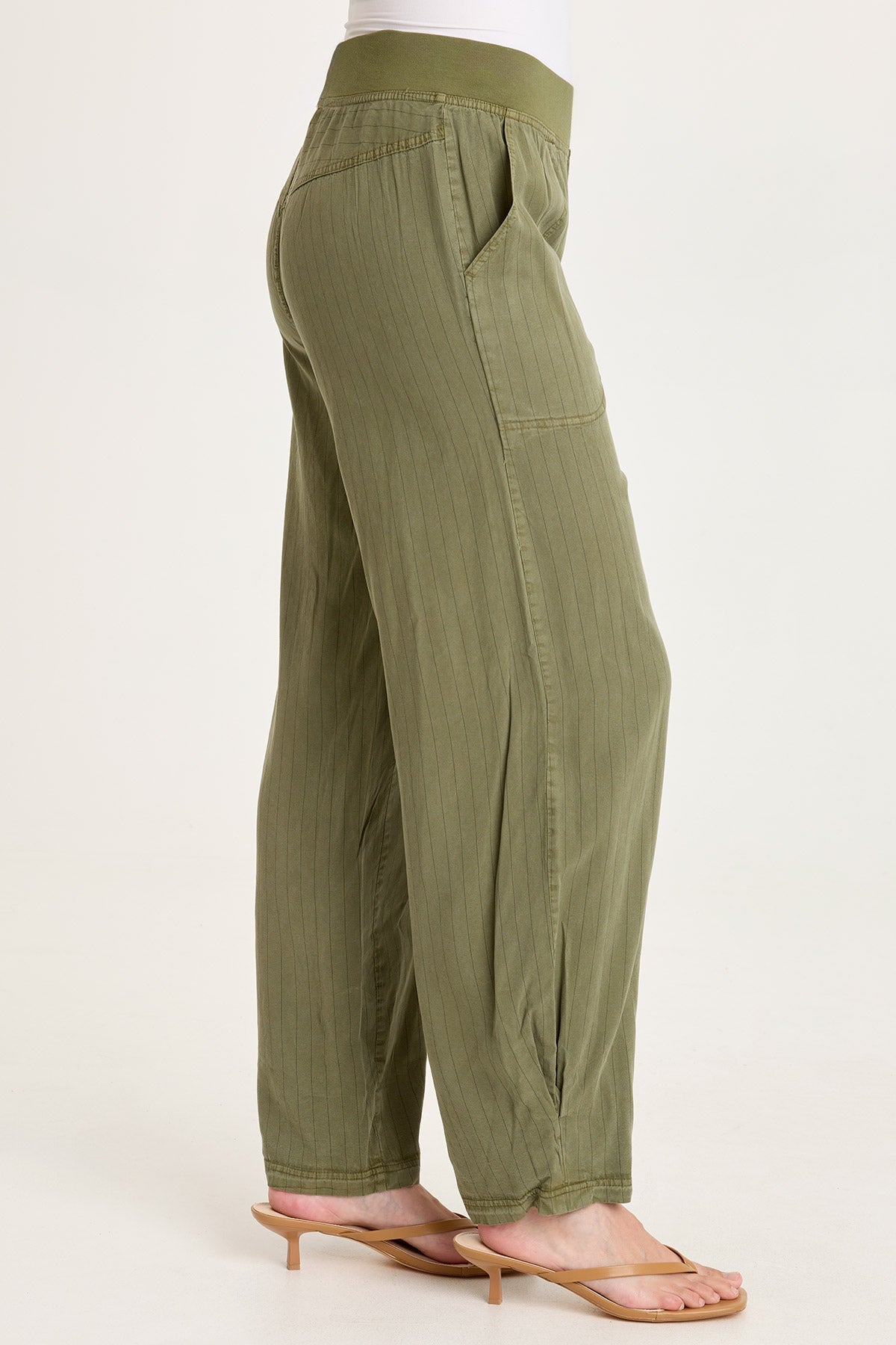 Carell Embroidered Pinstripe Pleated Leg Pant