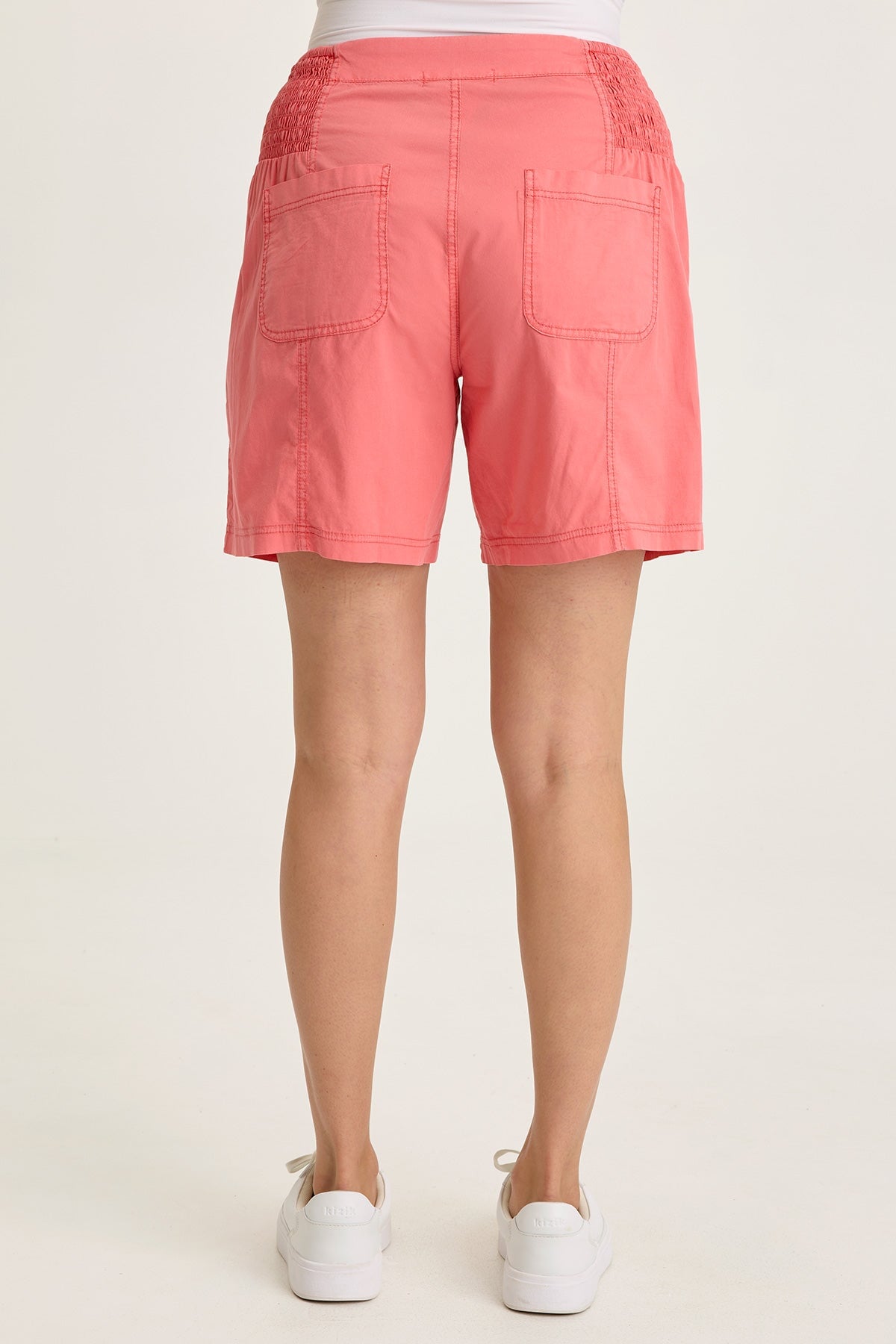 Greta Poplin Smocked-Waist Short
