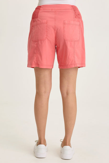 Greta Poplin Smocked-Waist Short