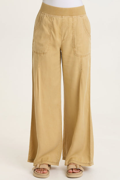 Dacia Twill Pleated Wide Leg Pant