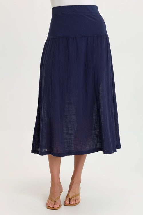 Tani Gauze Slim-to-Flare Skirt