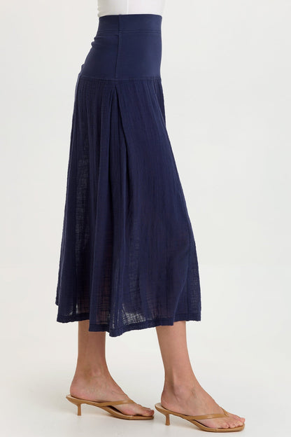 Tani Gauze Slim-to-Flare Skirt