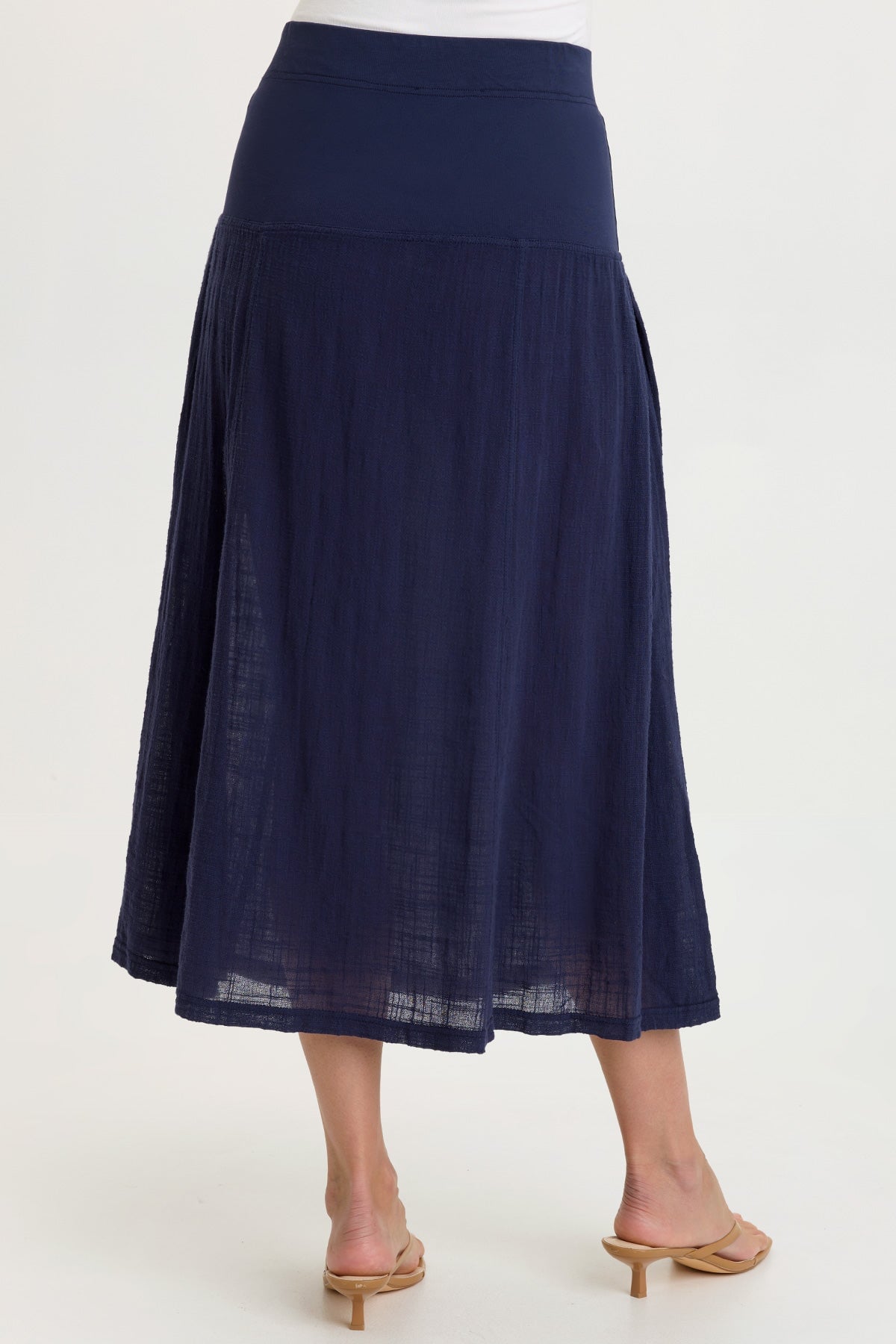 Tani Gauze Slim-to-Flare Skirt