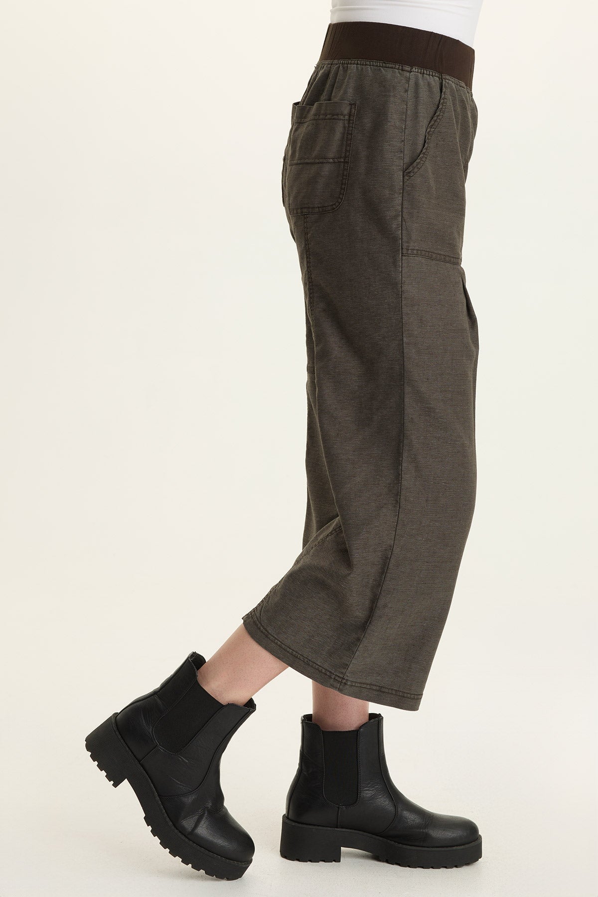 Eileen Twill Wide-Leg Crop Pant