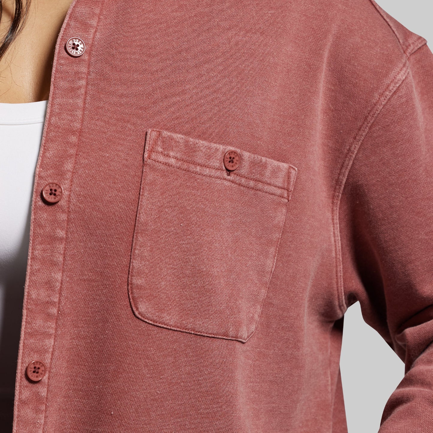 Women's Oversized Washed Button Up (Rosewood)