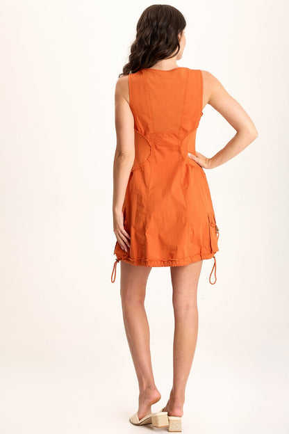 Damara Poplin Cargo Mini Dress