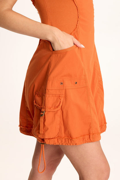 Damara Poplin Cargo Mini Dress