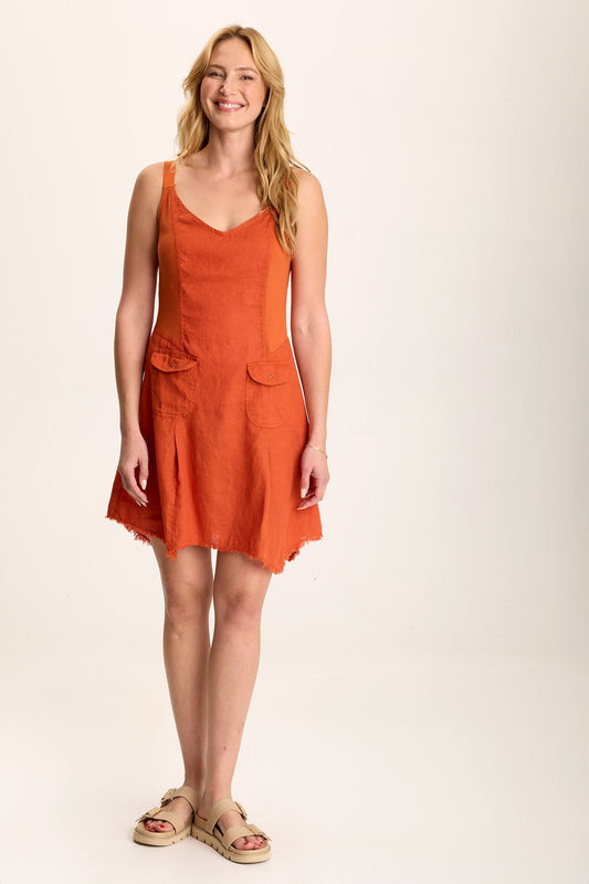 Murlie Linen Mini Dress with Sharkbite Hem
