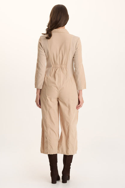 Kaisa Corduroy Long-Sleeve Cargo Jumpsuit