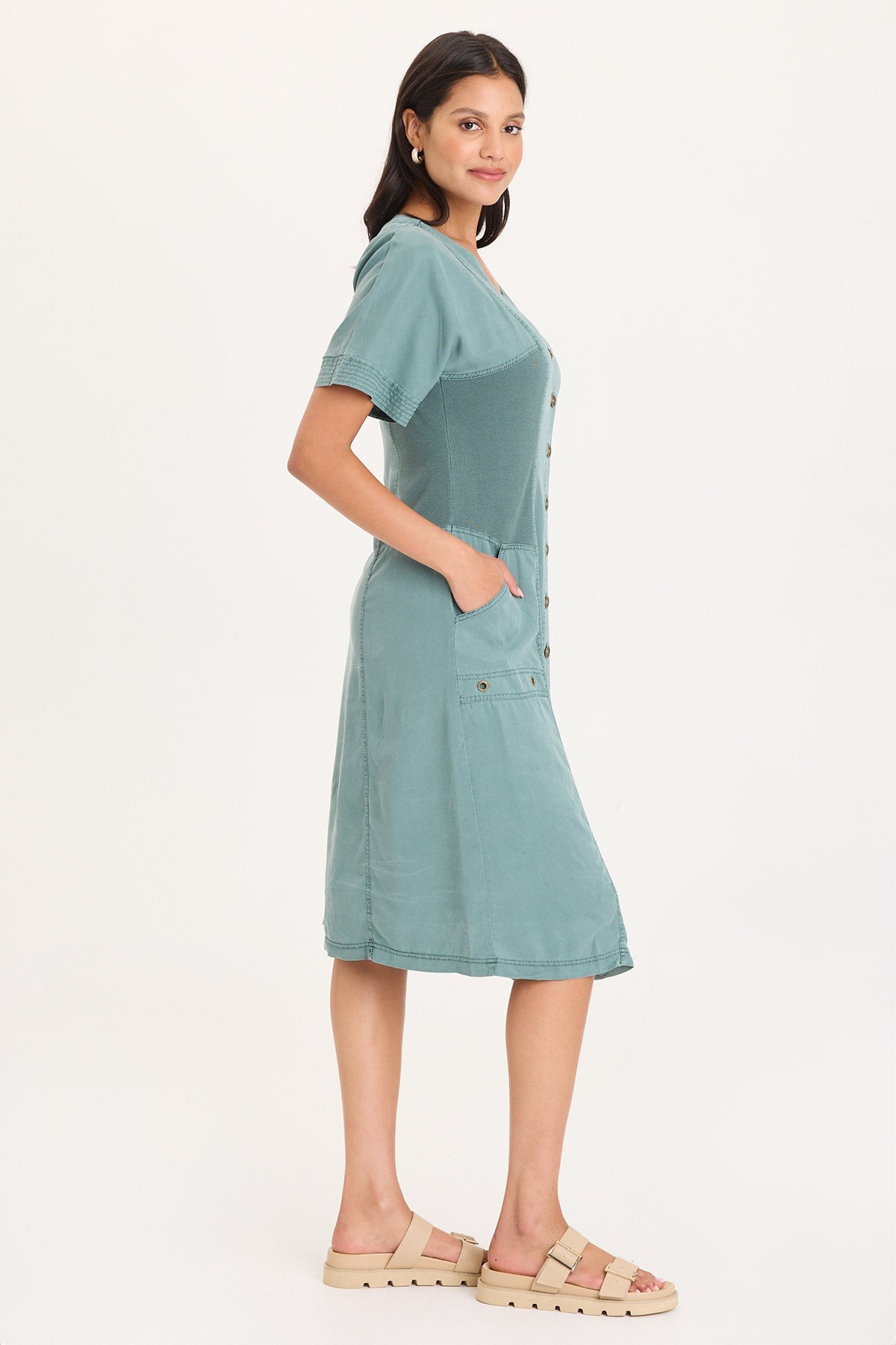 Addair Button-Up Short Sleeve Twill Dress