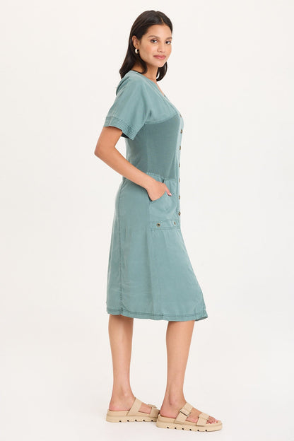 Addair Button-Up Short Sleeve Twill Dress
