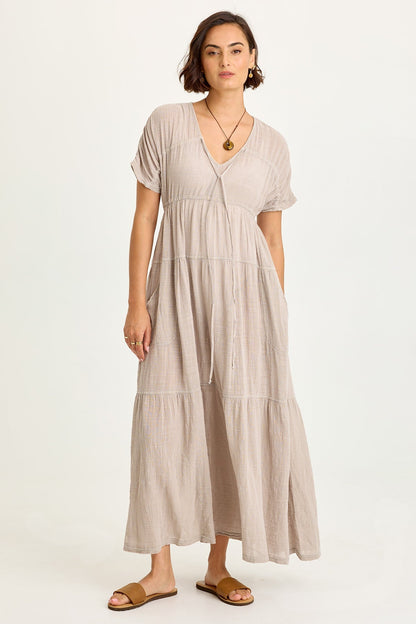 Ignatz Gauze Tiered V-Neck Dress