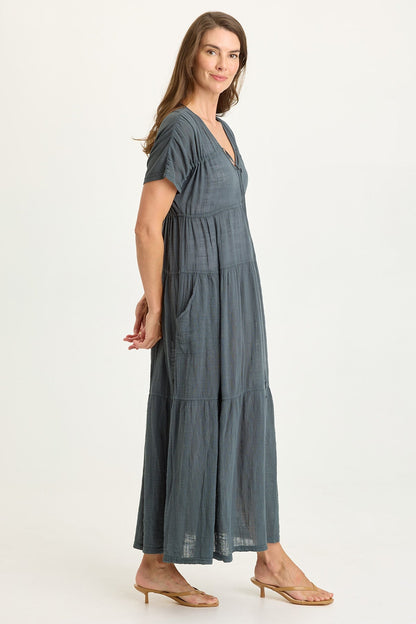 Ignatz Gauze Tiered V-Neck Dress