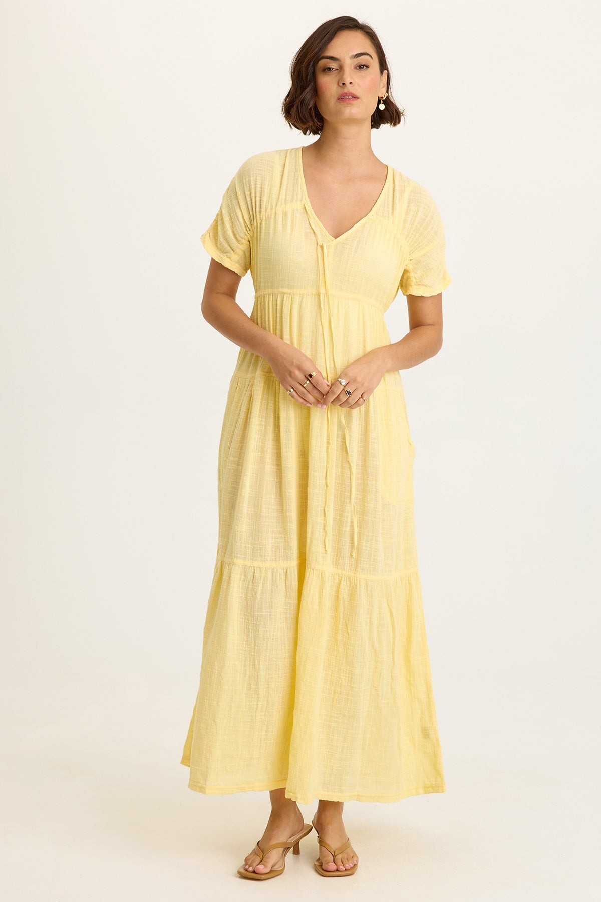 Ignatz Gauze Tiered V-Neck Dress