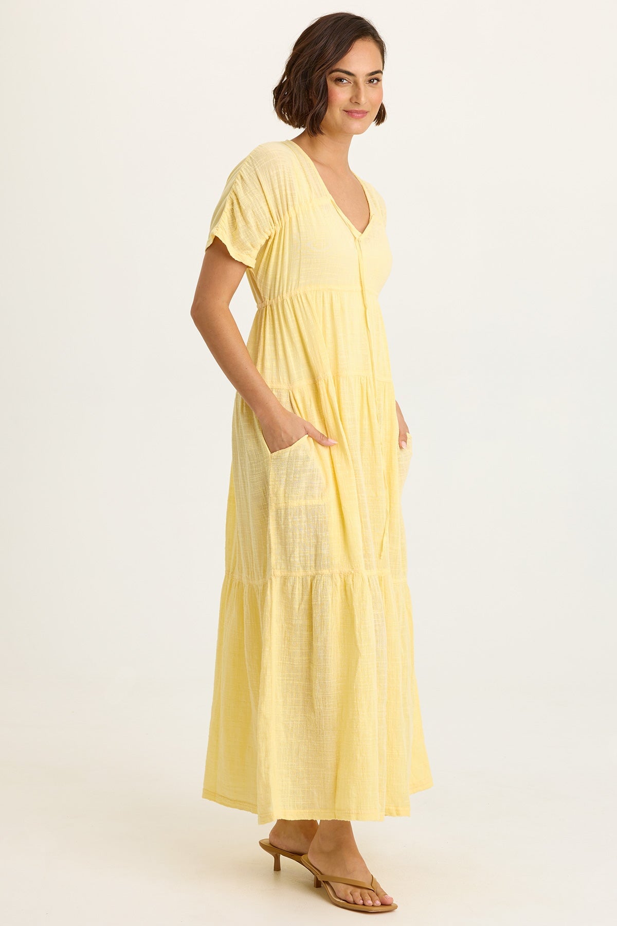 Ignatz Gauze Tiered V-Neck Dress