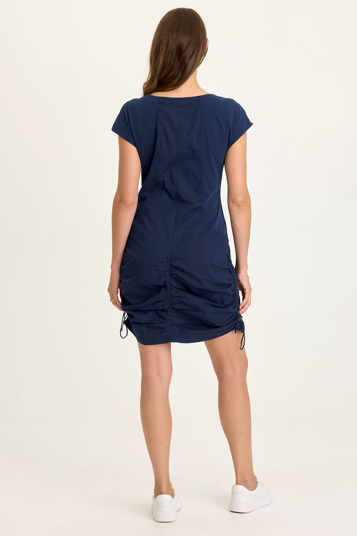 Wylda Poplin Cinchable V-Neck Dress