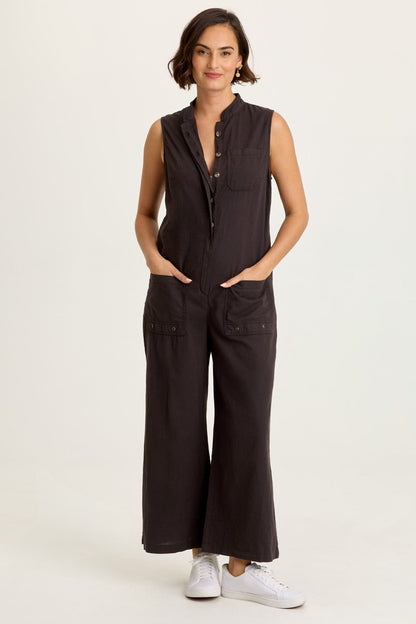Tawnie Linen Button-Up Jumpsuit
