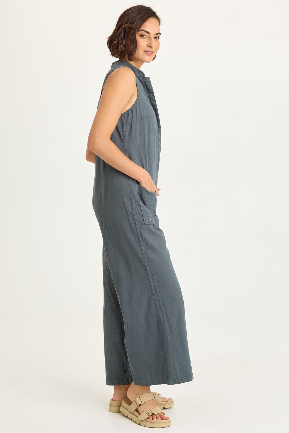 Tawnie Linen Button-Up Jumpsuit