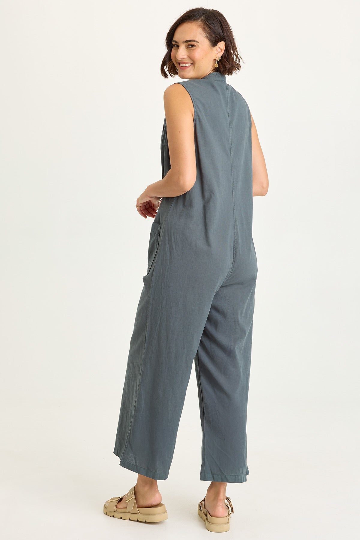 Tawnie Linen Button-Up Jumpsuit