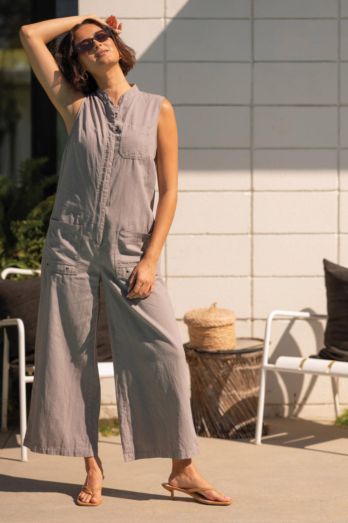 Tawnie Linen Button-Up Jumpsuit
