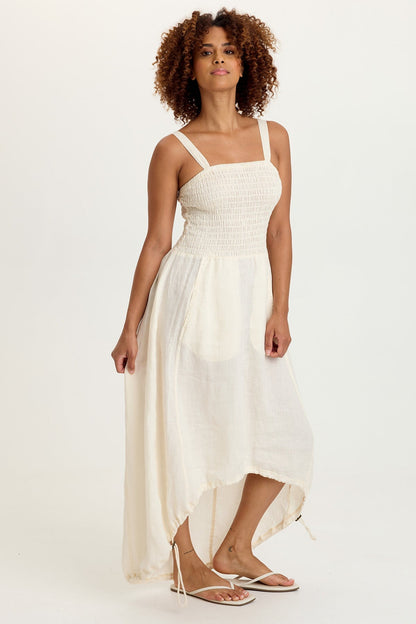 Neisha Linen Smocked Bodice Dress