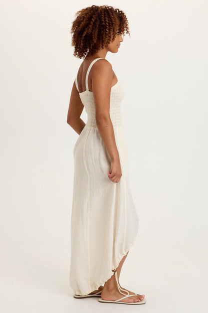 Neisha Linen Smocked Bodice Dress