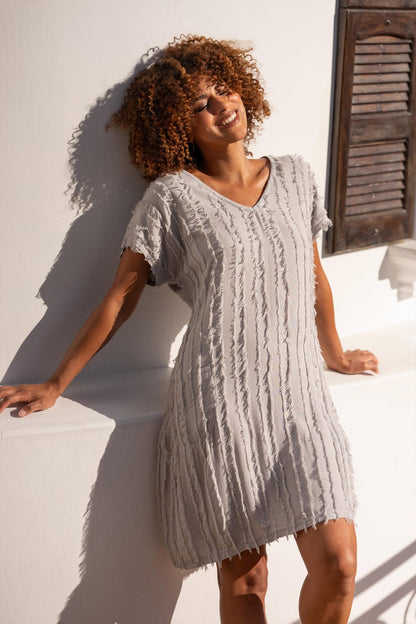 Kenyon Stripe Voile V-Neck Dress