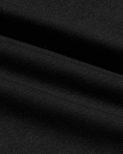 Black Pima Cotton Blend Curved Hem Crew