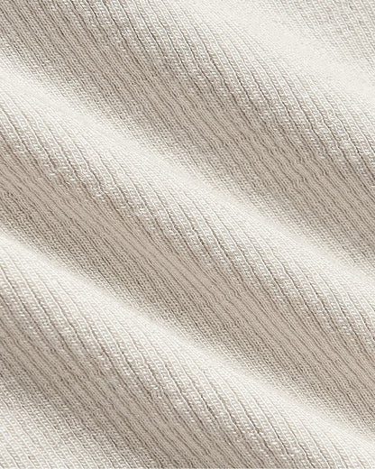 Womens Oatmeal Ribbed U-Neck Tee