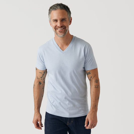Heather Pale Blue V Neck T Shirt
