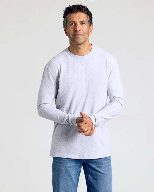 Light Heather Gray Classic Long Sleeve Crew Neck