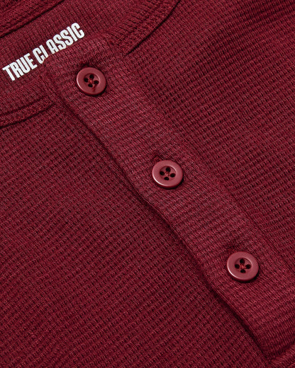 Dark Maroon Waffle Long Sleeve Henley