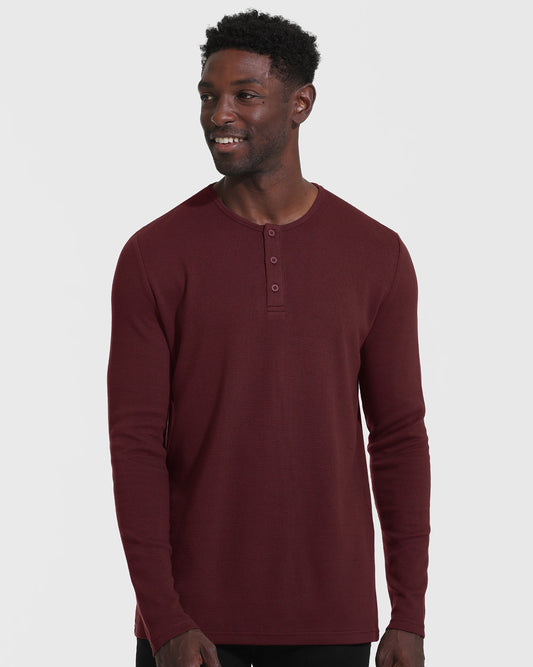 Mahogany Long Sleeve Waffle Henley