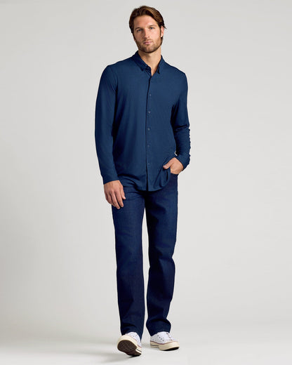 Dark Heather Navy Long Sleeve Do-It-All Comfort Shirt