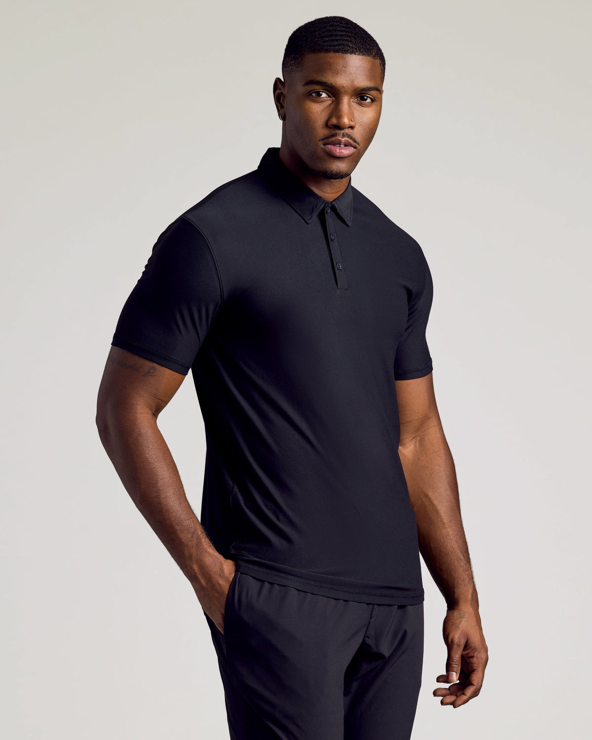 Black Short Sleeve Tall Active Polo
