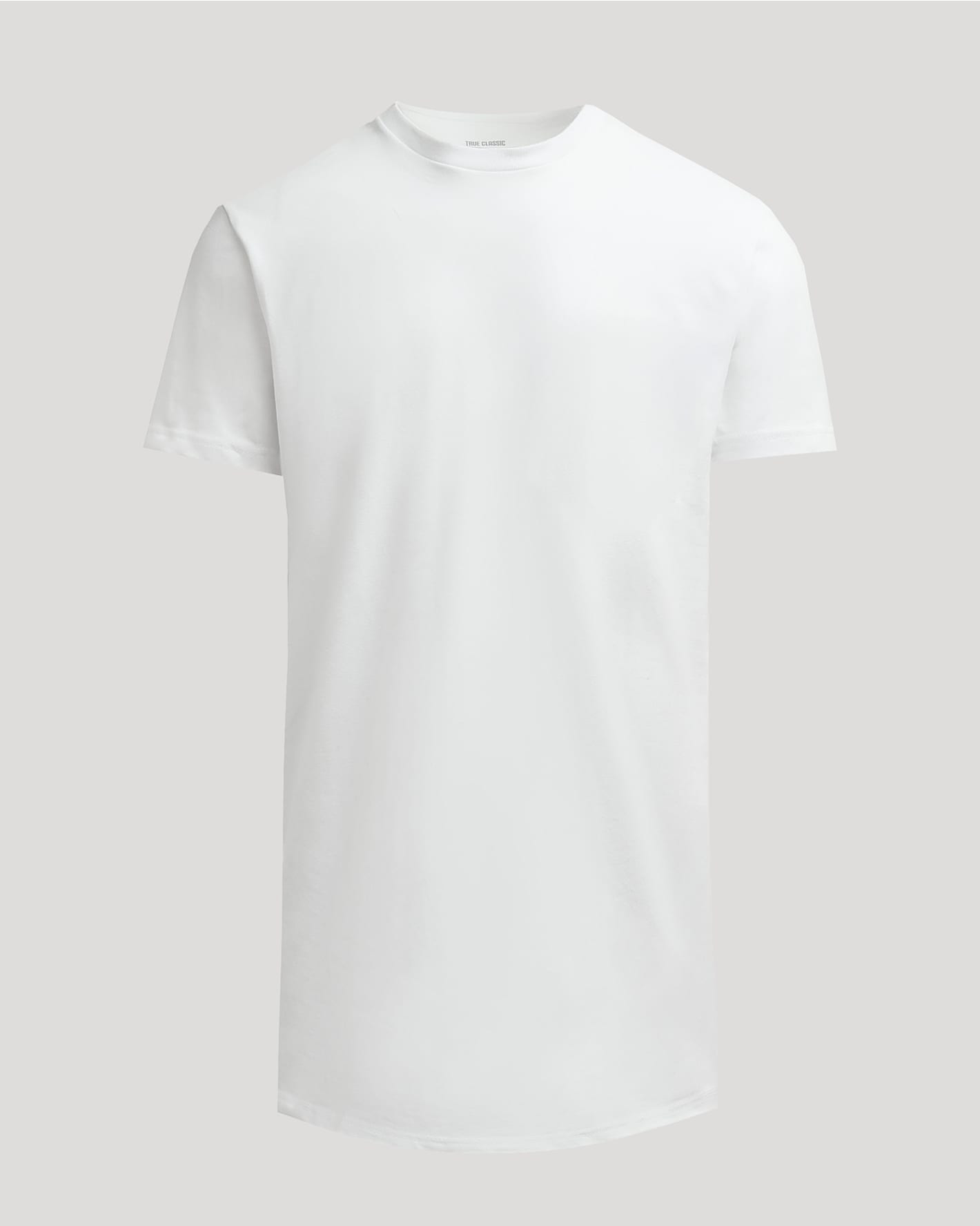 White Tall Heavyweight Curved Hem Crew