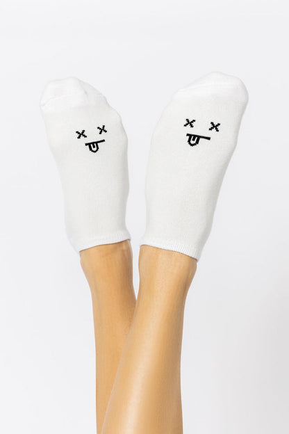 Dead Face Low Rise Socks - White