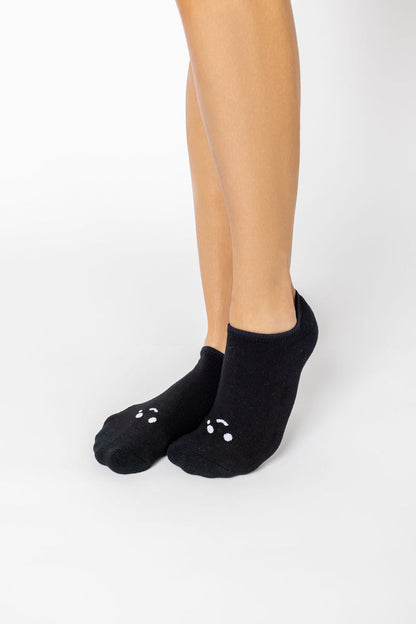 Happy Cry Face Low Rise Socks - Black
