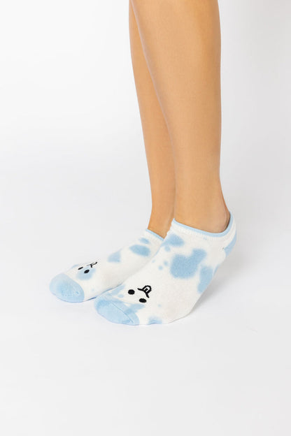 Silly Face Low Rise Socks - Blue Tie Dye