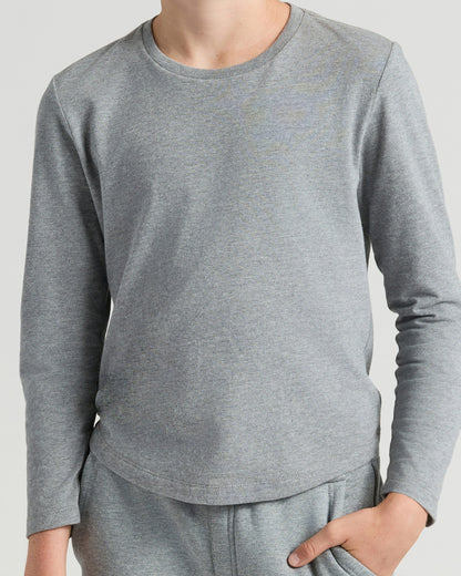 Boys' Classic Long Sleeve Curved Hem Crew Neck 3-Pack