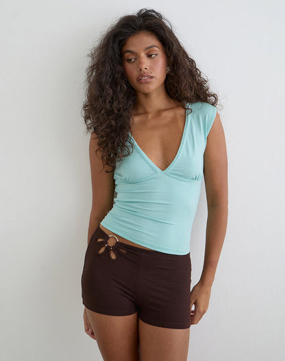 Abril Short with Flower Ring in Bitter Chocolate